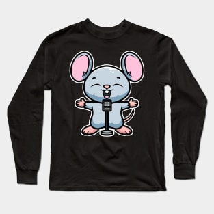 Mouse Sing Karaoke Kids Kawaii Neko Anime graphic Long Sleeve T-Shirt